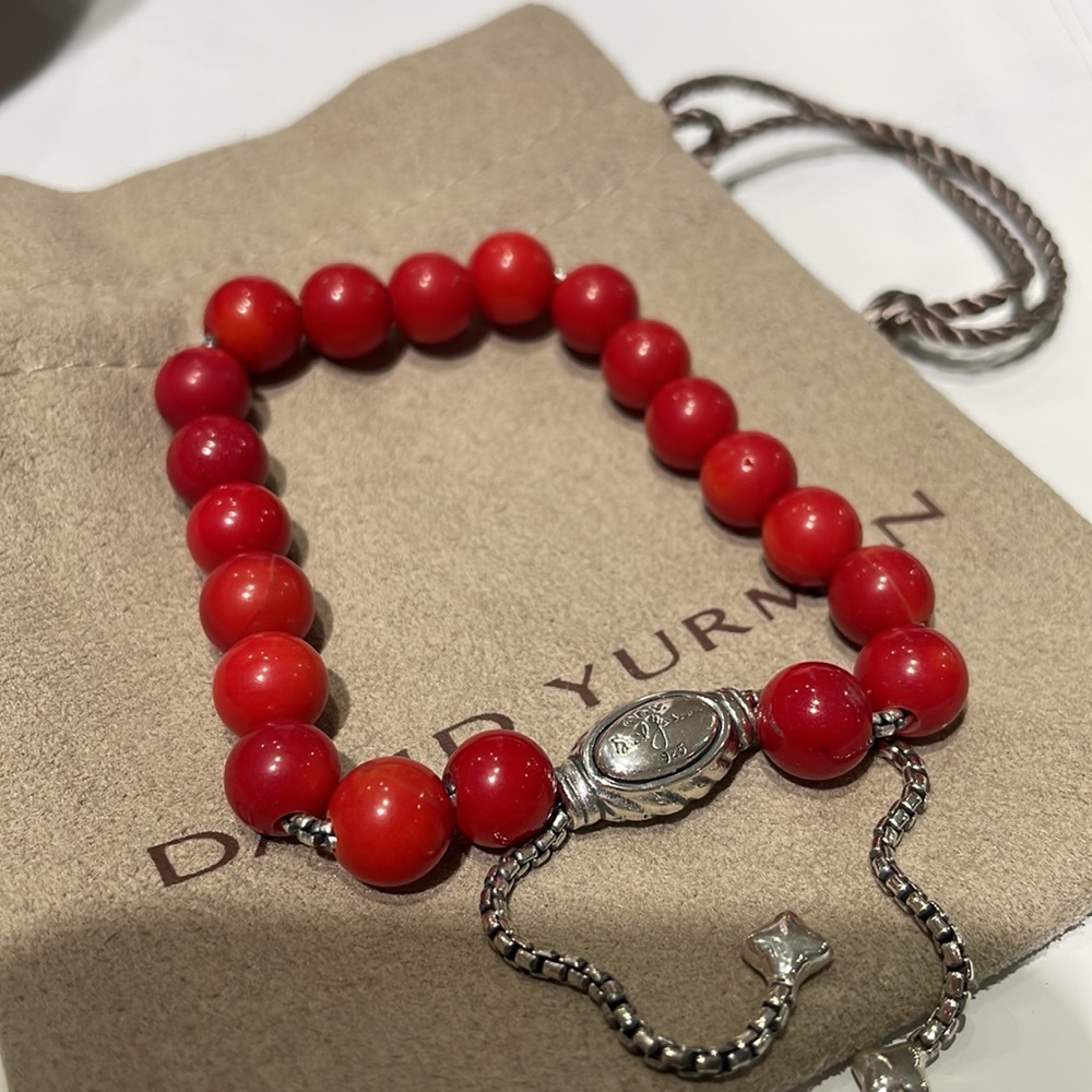 David Yurman Red Coral Spiritual beads bracelet unisex